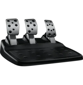 Pédalier Logitech G920 avec pédales en métal vue inclinée