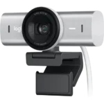 Webcam Logitech MX Brio 4K Ultra HD 960-001554 vue de face avec support de fixation et câble USB-C