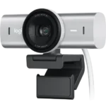 Webcam Logitech MX Brio 4K Ultra HD 960-001554 vue de face avec support de fixation et câble USB-C