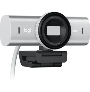 Webcam Logitech MX Brio 4K Ultra HD 960-001554 design frontal avec objectif en verre et clip écran