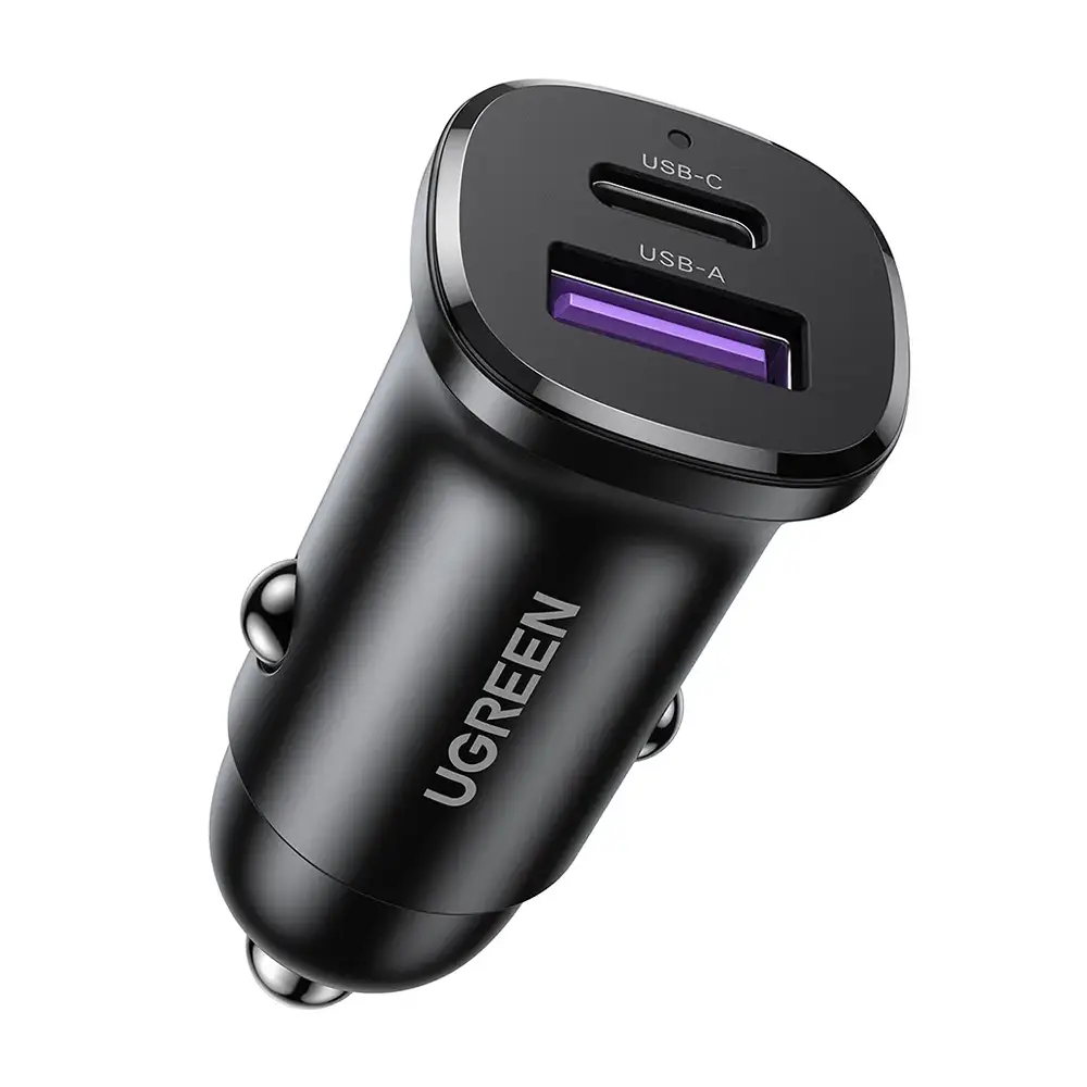 Chargeur UGREEN 25845 EC305 voiture USB-C USB-A 30 W noir (1) Chargeur UGREEN 25845 EC305 voiture USB-C USB-A 30W noir