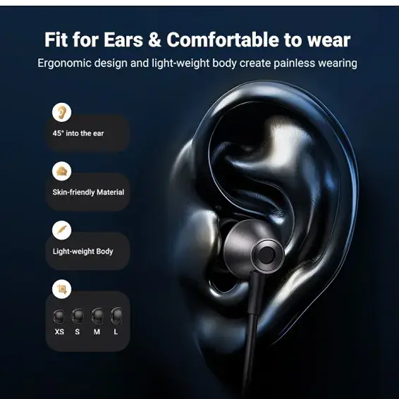 Écouteurs UGREEN 35753 EP105 confort intra-auriculaire 45 degrés